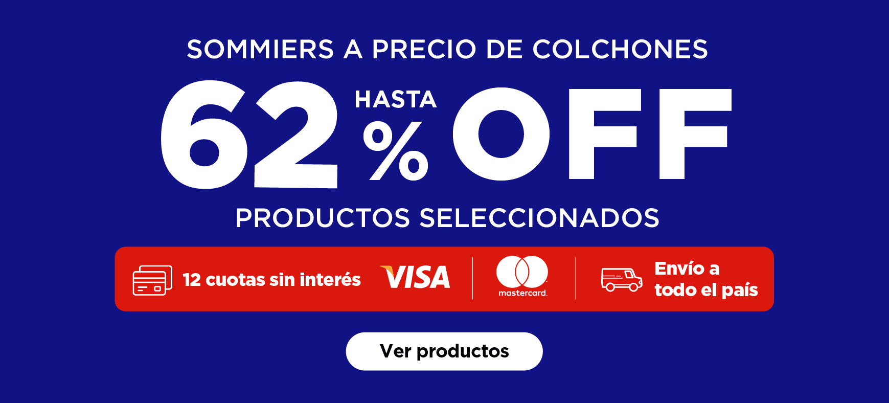 ¡Cumplimos años! Hasta 62% OFF en productos seleccionados. Sommiers a precio de colchones.